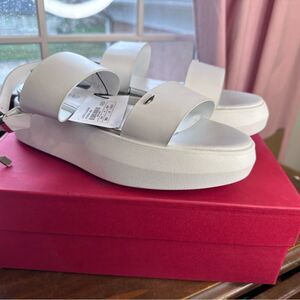 NEW Alberto Guardiani Chunky White Sandals with Platform Sole and Wide Straps